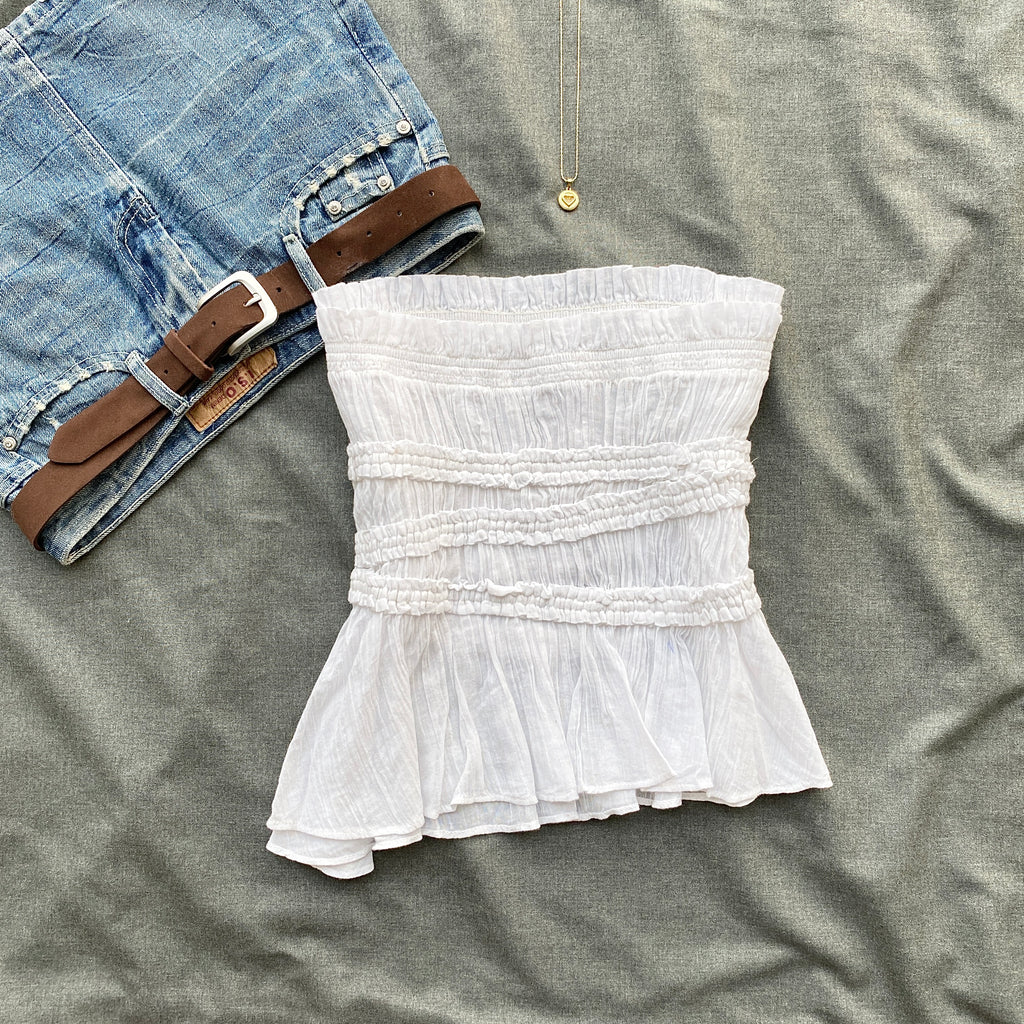 WHITE TUBE TOP FROM FREE PEOPLE (Bust : 30-34, Upper Waist : 26-32)