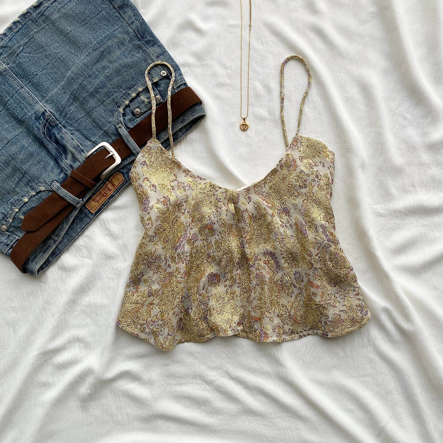 METALLIC THREAD TOP FROM ZARA (Bust : 32-34, Upper Waist : 26-32)