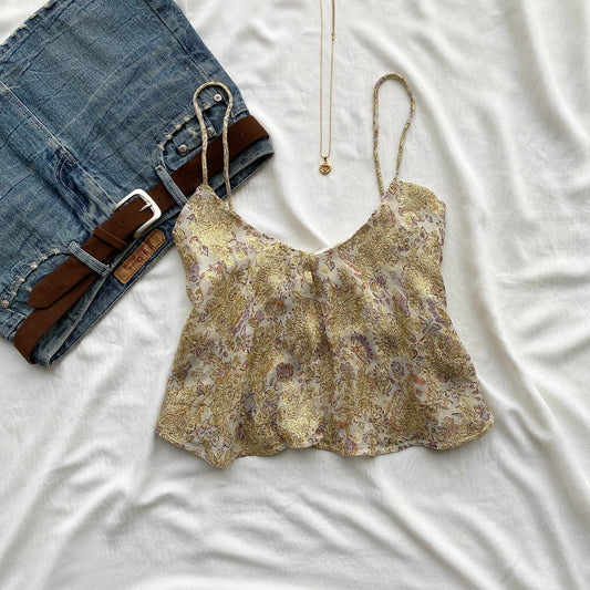 METALLIC THREAD TOP FROM ZARA (Bust : 32-34, Upper Waist : 26-32)