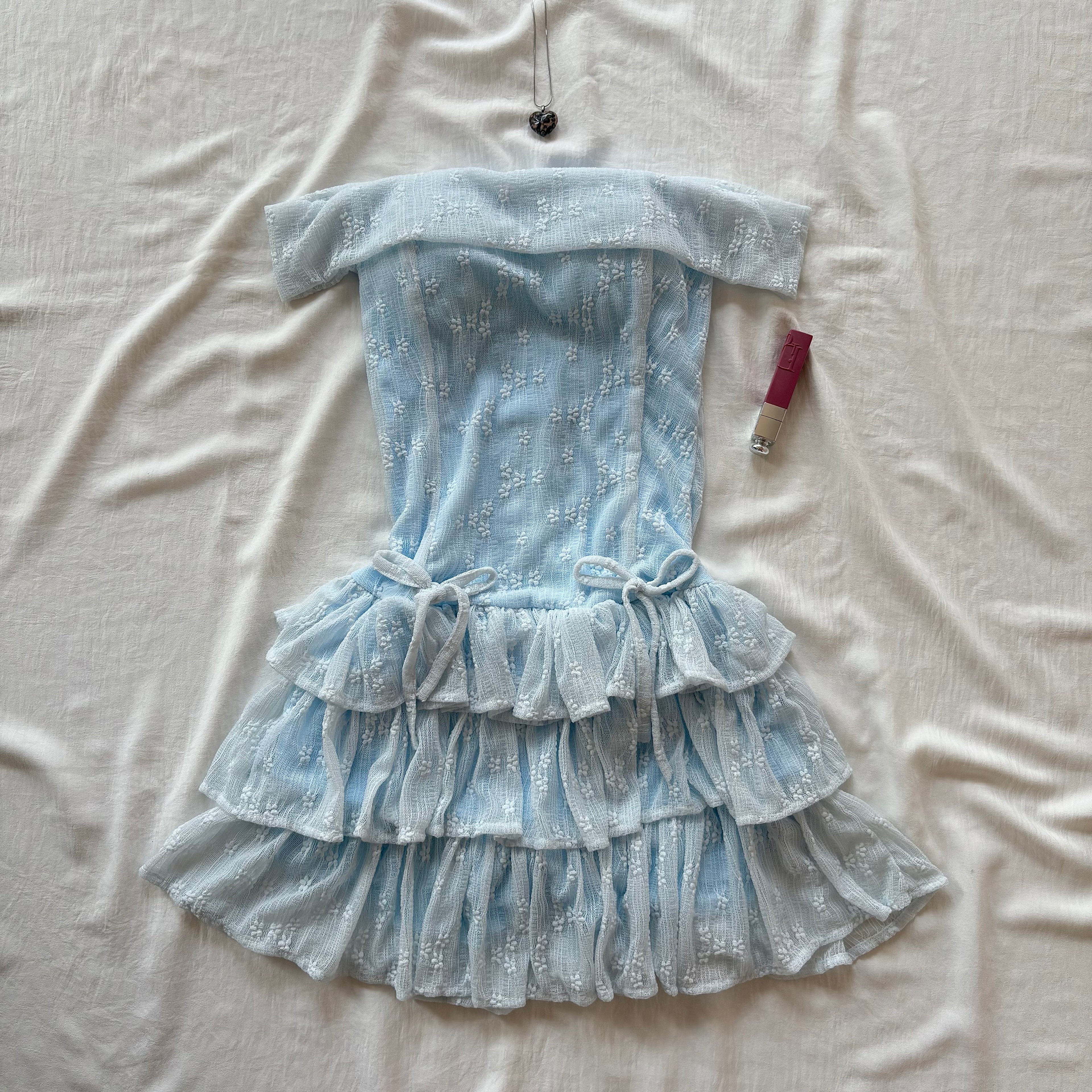 OFF SHOULDER DRESS IN BLUE (Bust : 28-32, Upper Waist : 22-28)