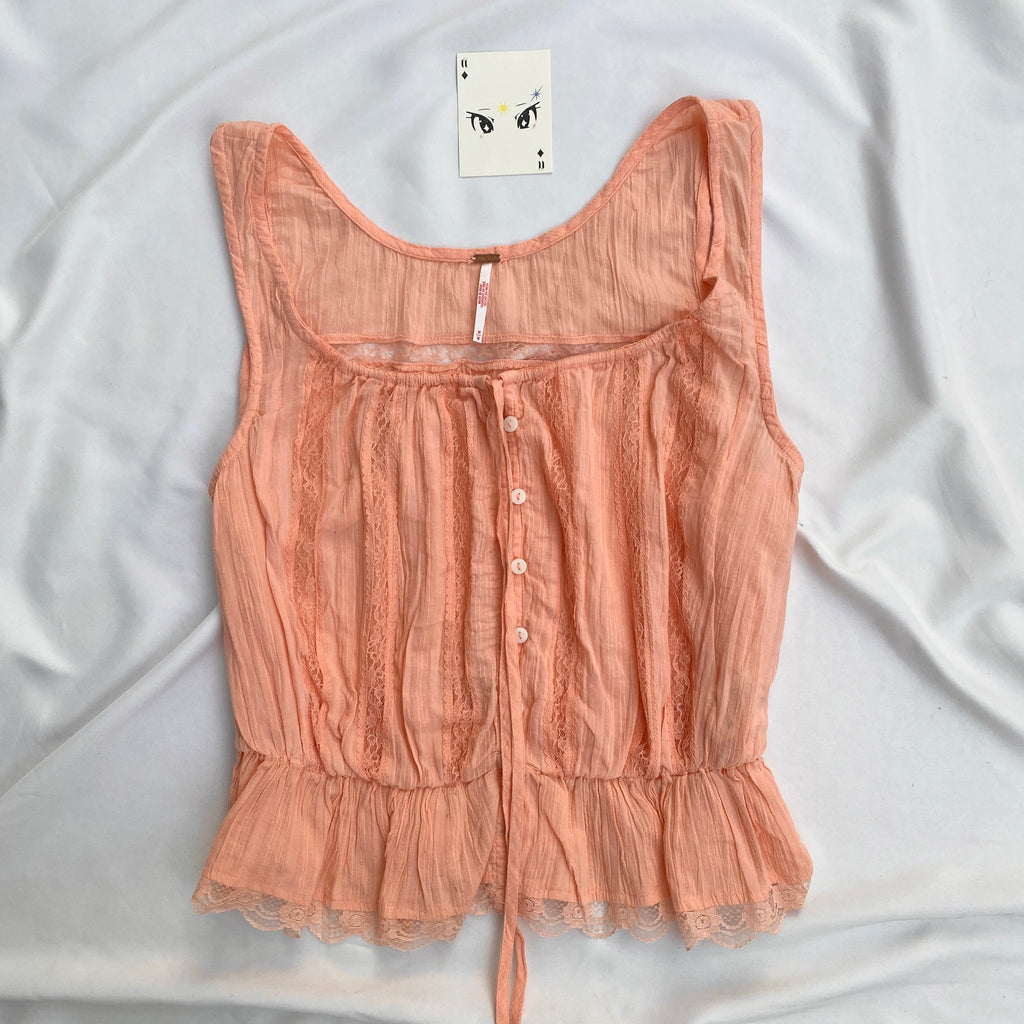 ORANGE LACE TOP FROM FREE PEOPLE (Bust : 34-36, Upper Waist : 28-30)