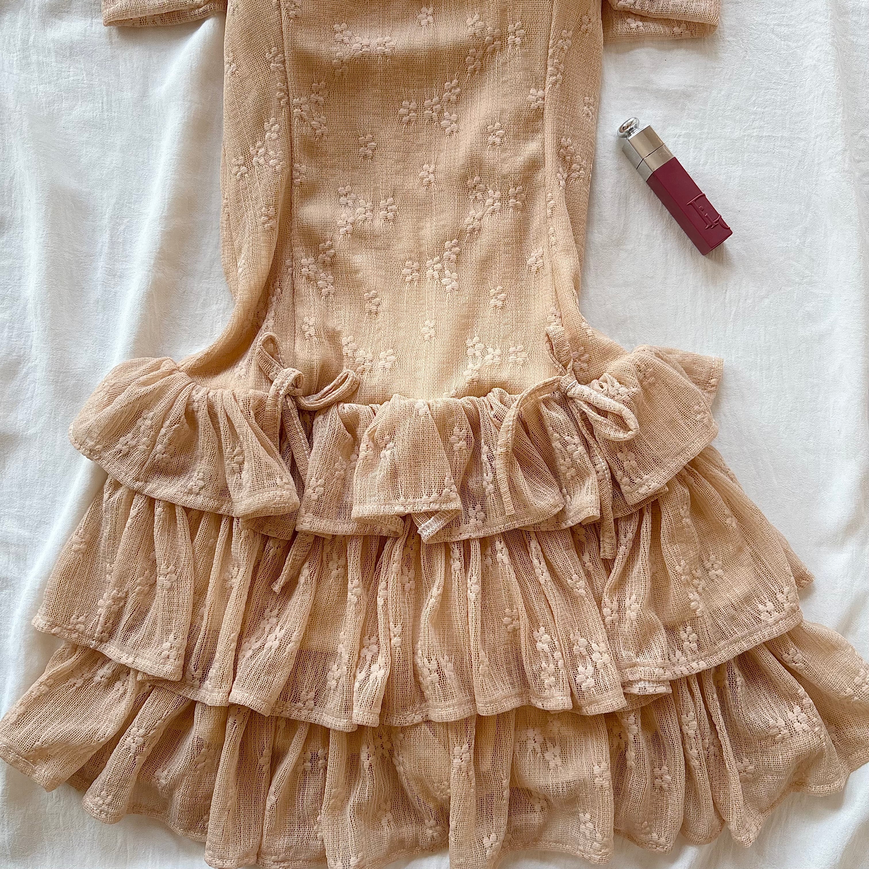 OFF SHOULDER DRESS IN BEIGE (Bust : 28-32, Upper Waist : 22-28)