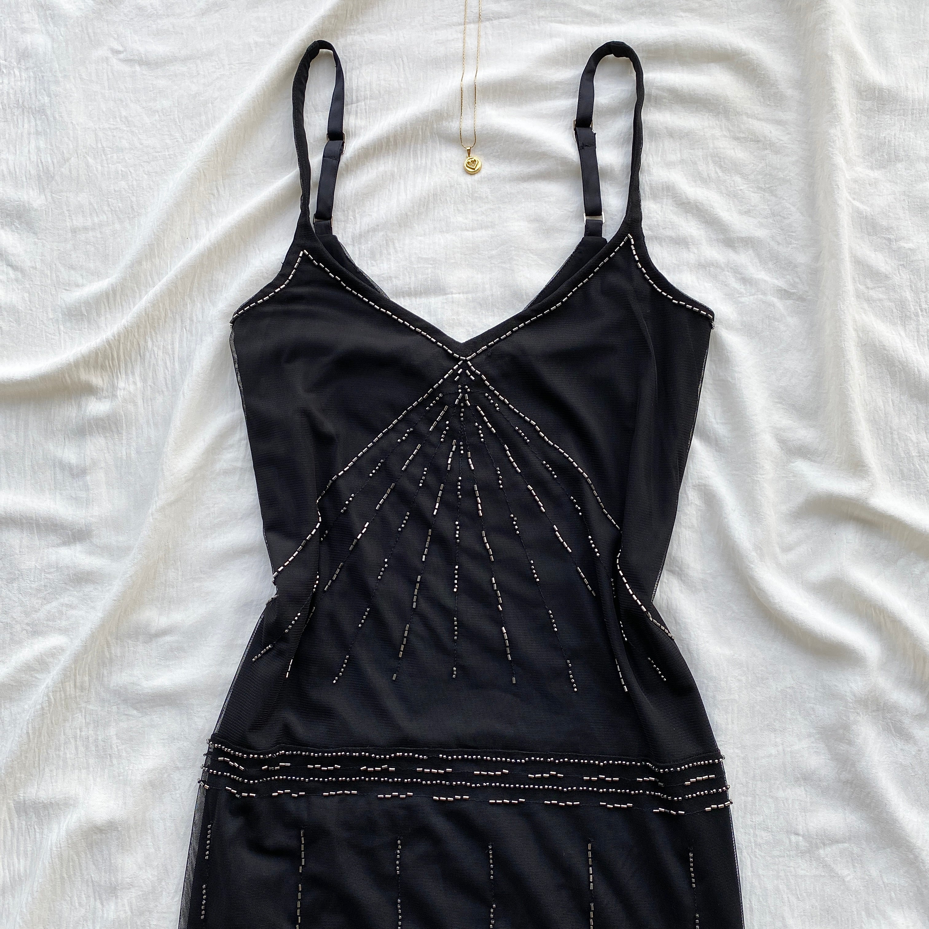BLACK BEADED DRESS FROM ABERCROMBIE (Bust : 34-36, Upper Waist : 26-29)
