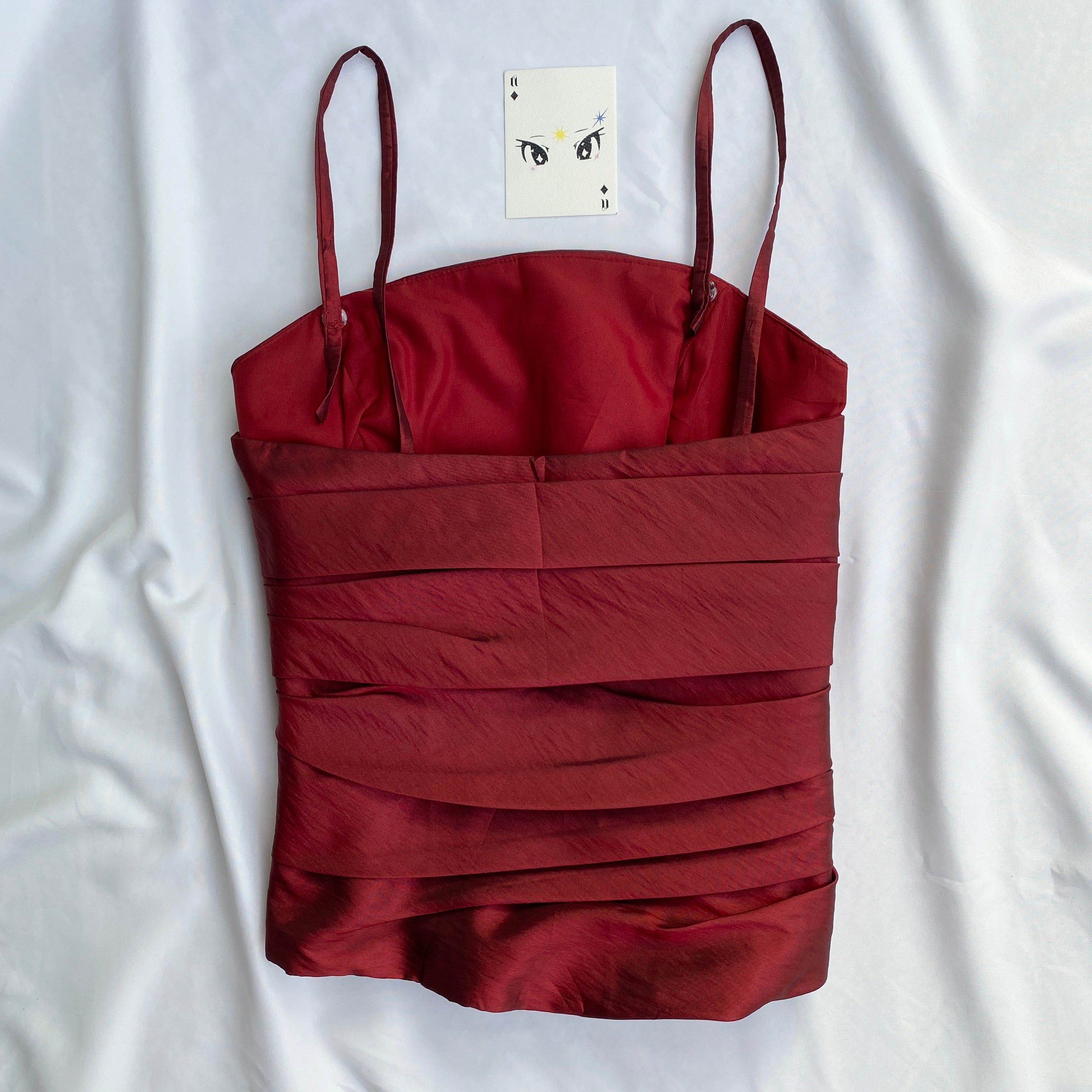 RED RUCHED CORSET (Bust : 32-34, Upper Waist : 28-30)