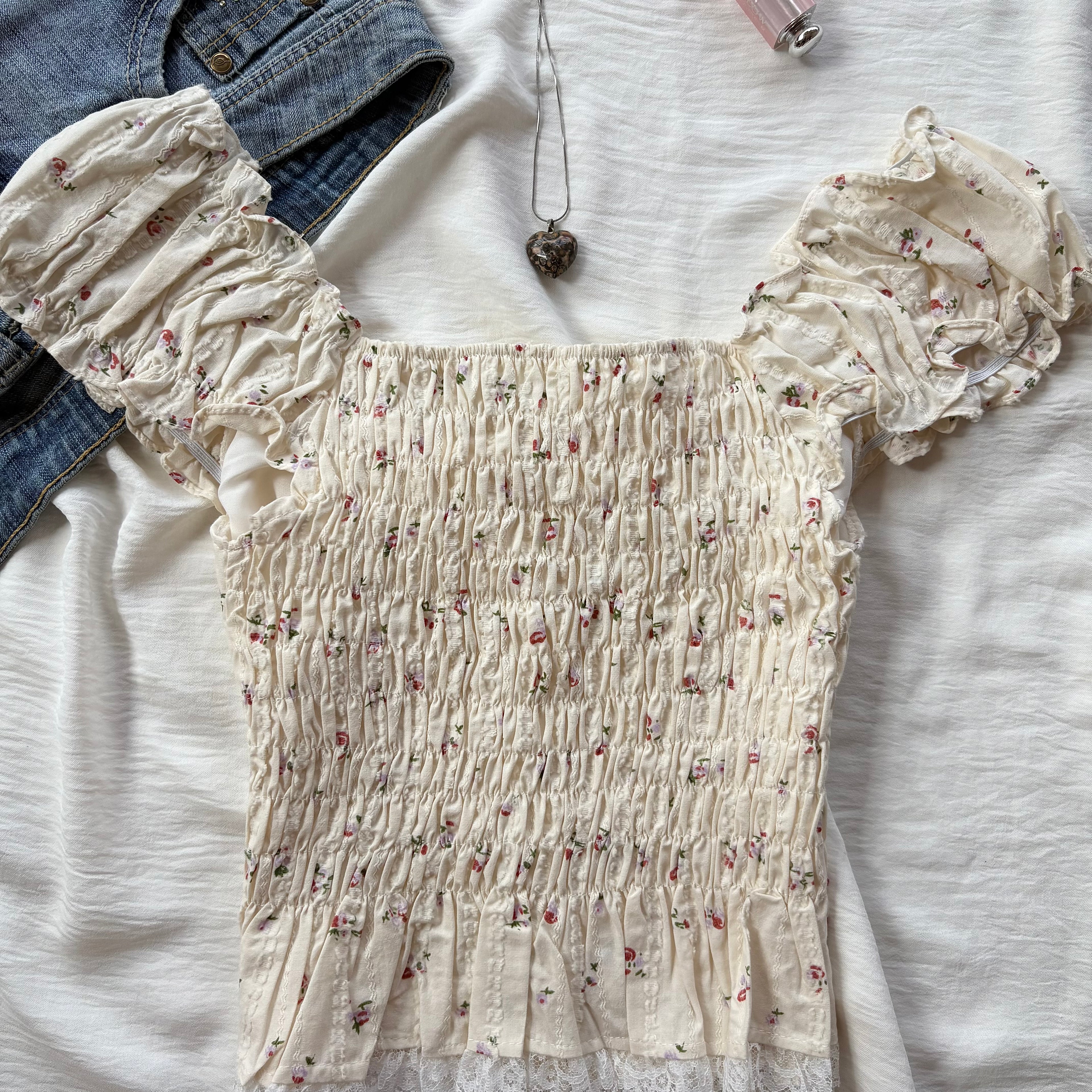 YELLOW FLORAL TOP (Bust : 28-34, Upper Waist : 24-28)