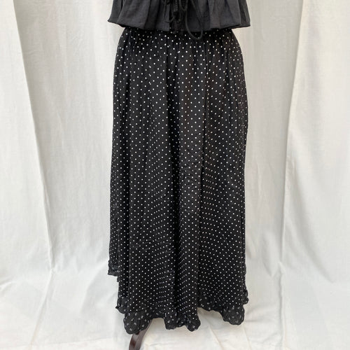 BLACK POLKA DOT SKIRT (Waist : 26-28)