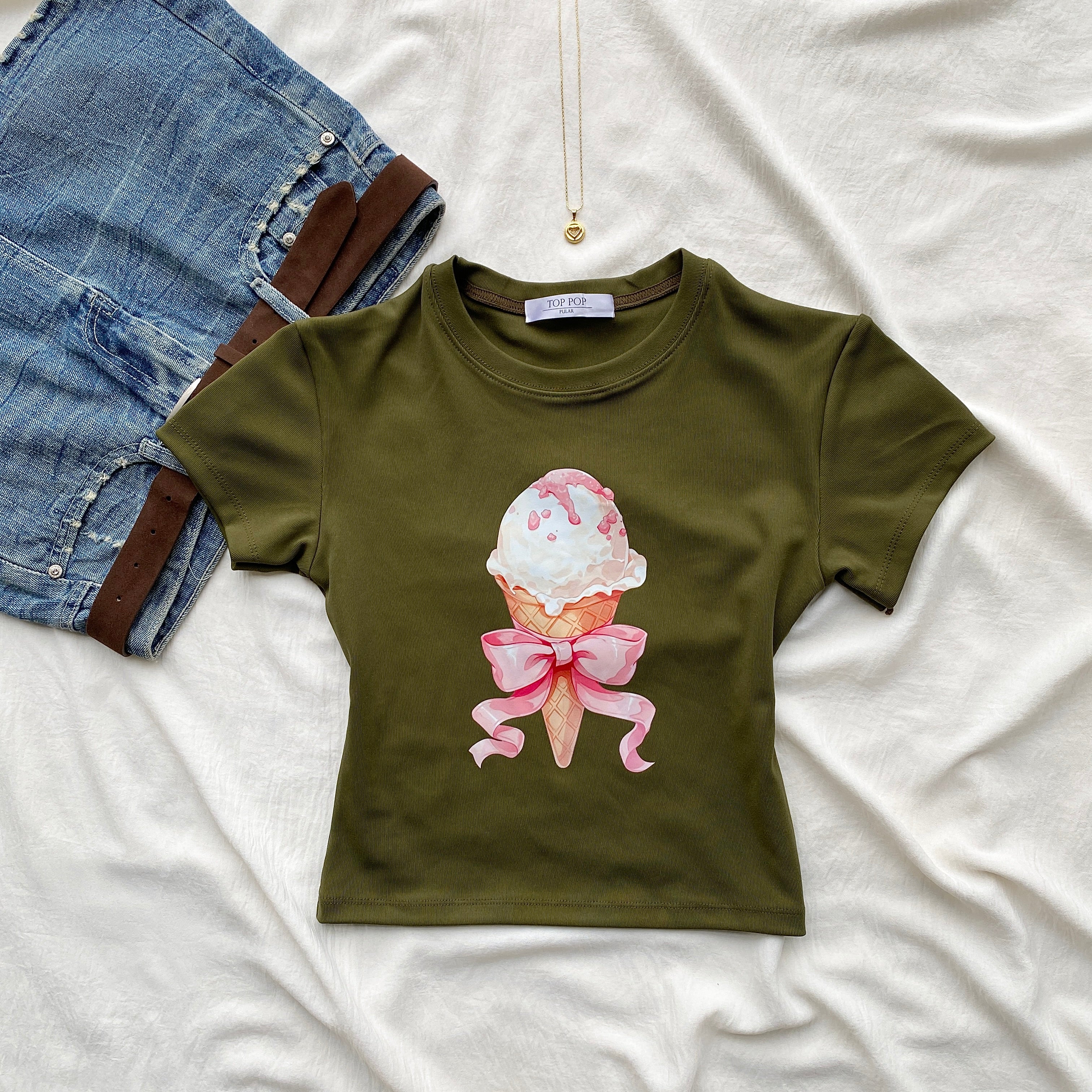 ICE CREAM BABY TEE (Bust : 30-34, Upper Waist : 24-28)