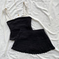 BLACK TIERED EYELET SKIRT (Waist : 22-26)