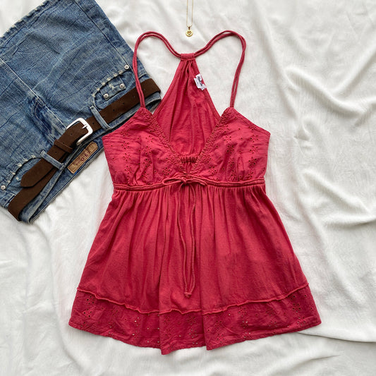 RED BABYDOLL TOP FROM URBAN OUTFITTERS (Bust : 32-34, Upper Waist : 26-32)