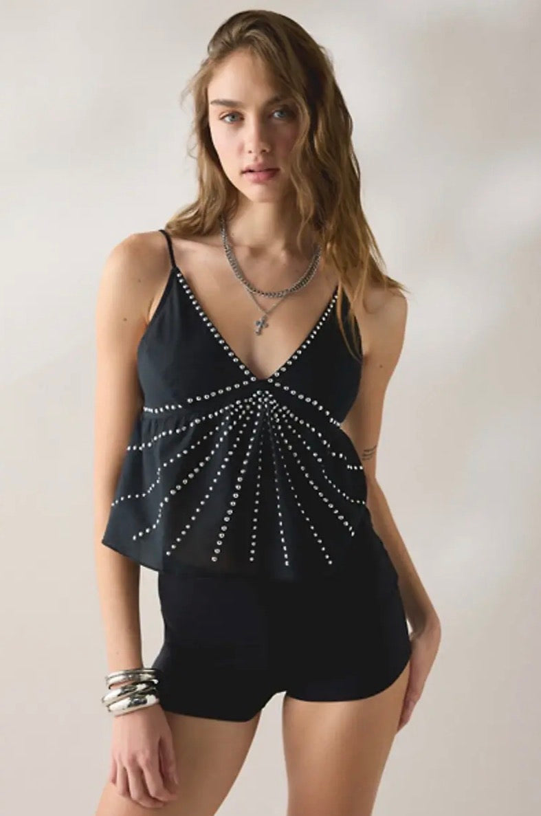 BLACK STUDDED TOP FROM URBAN OUTFITTERS (Two sizes)