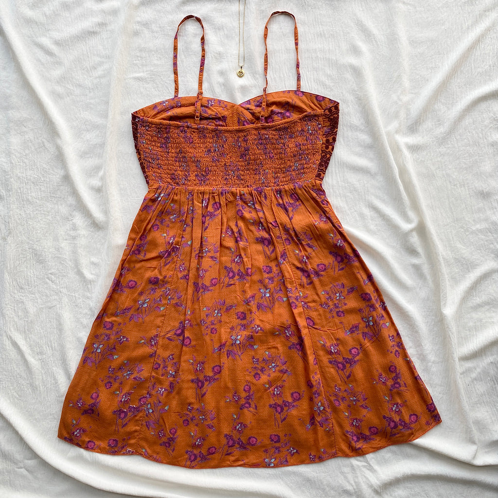FLORAL DRESS IN RUST ORANGE FROM FREE PEOPLE (Sizes available)