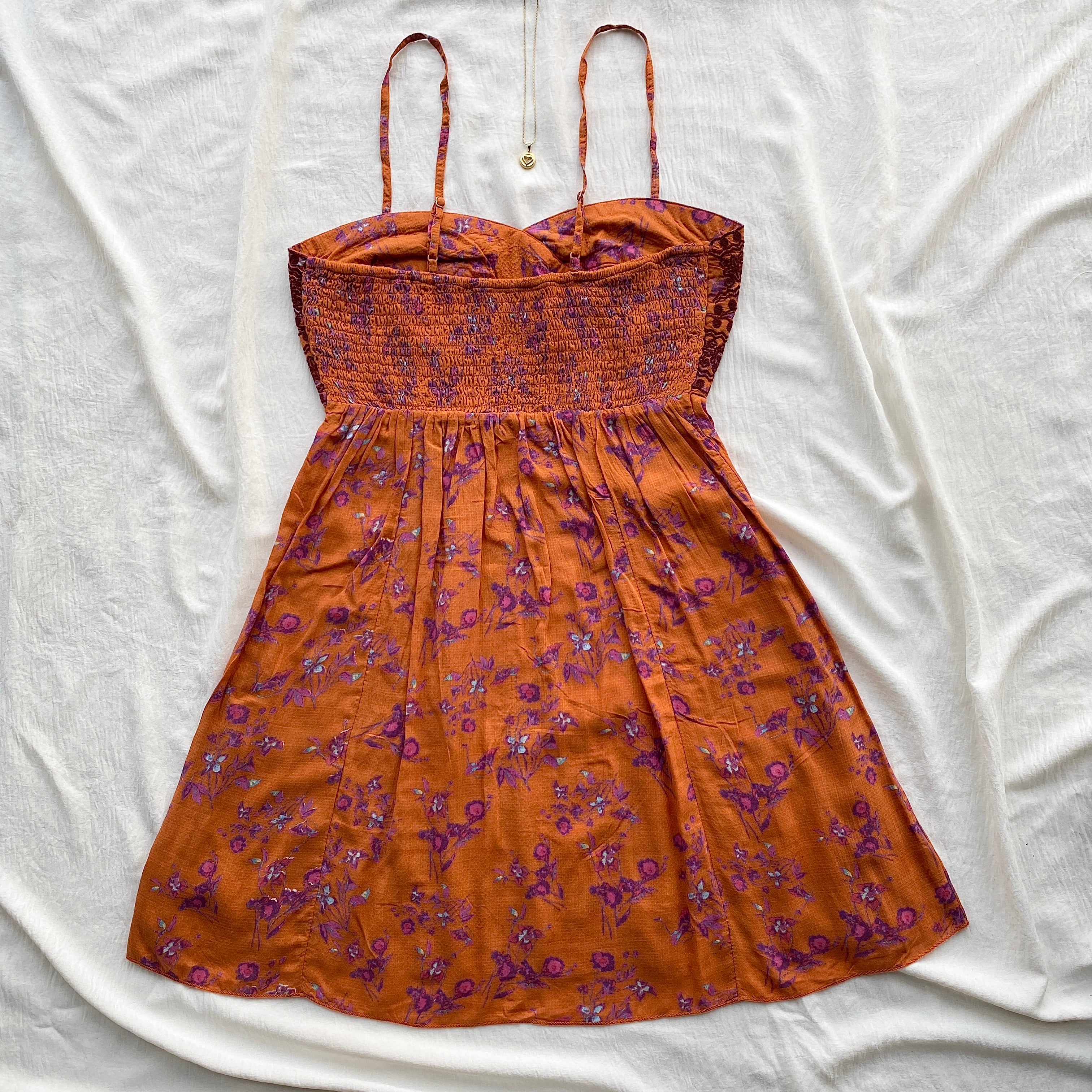 FLORAL DRESS IN RUST ORANGE FROM FREE PEOPLE (Sizes available)