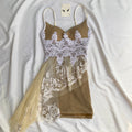 BEIGE EMBROIDERED DRESS (unique find) (Bust : 28-32, Upper Waist : 22-25)
