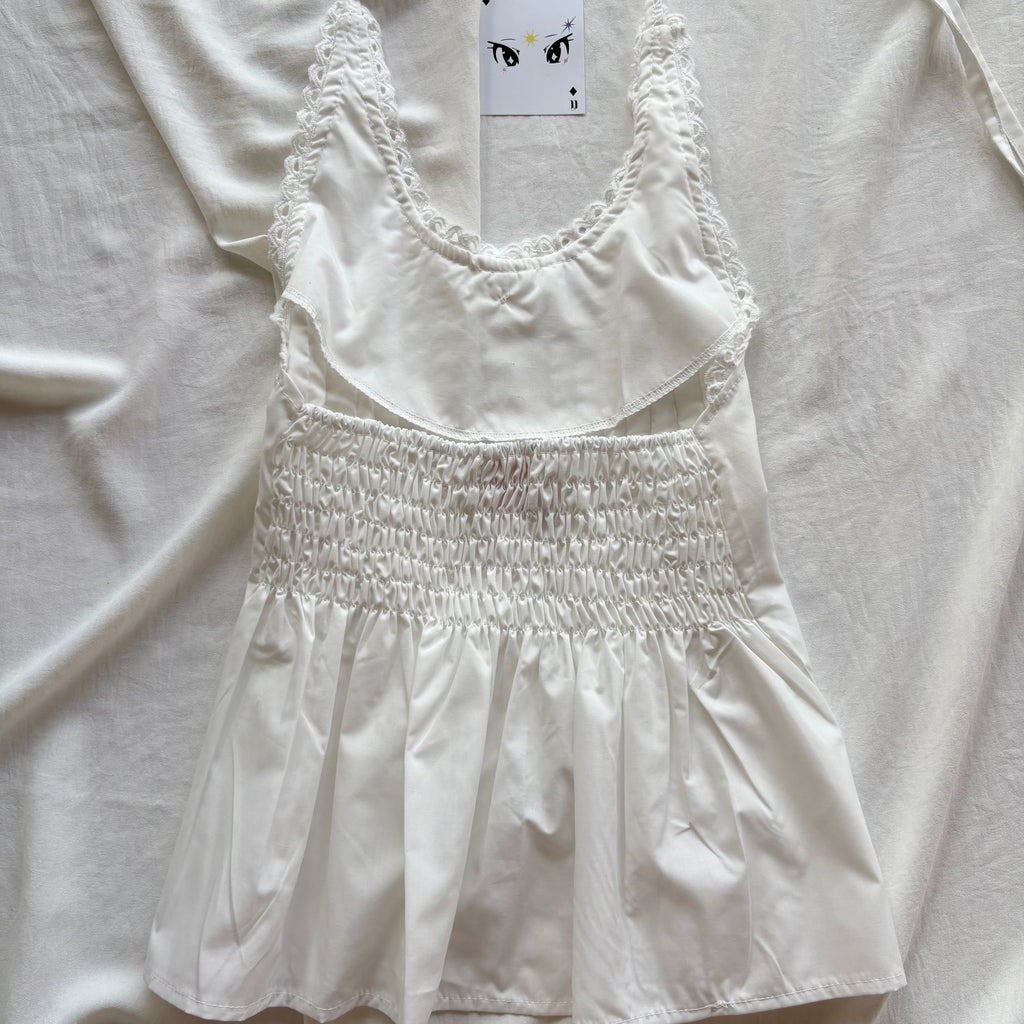 WHITE HALTER TOP  (Bust : 30-34, Upper Waist : 24-28)