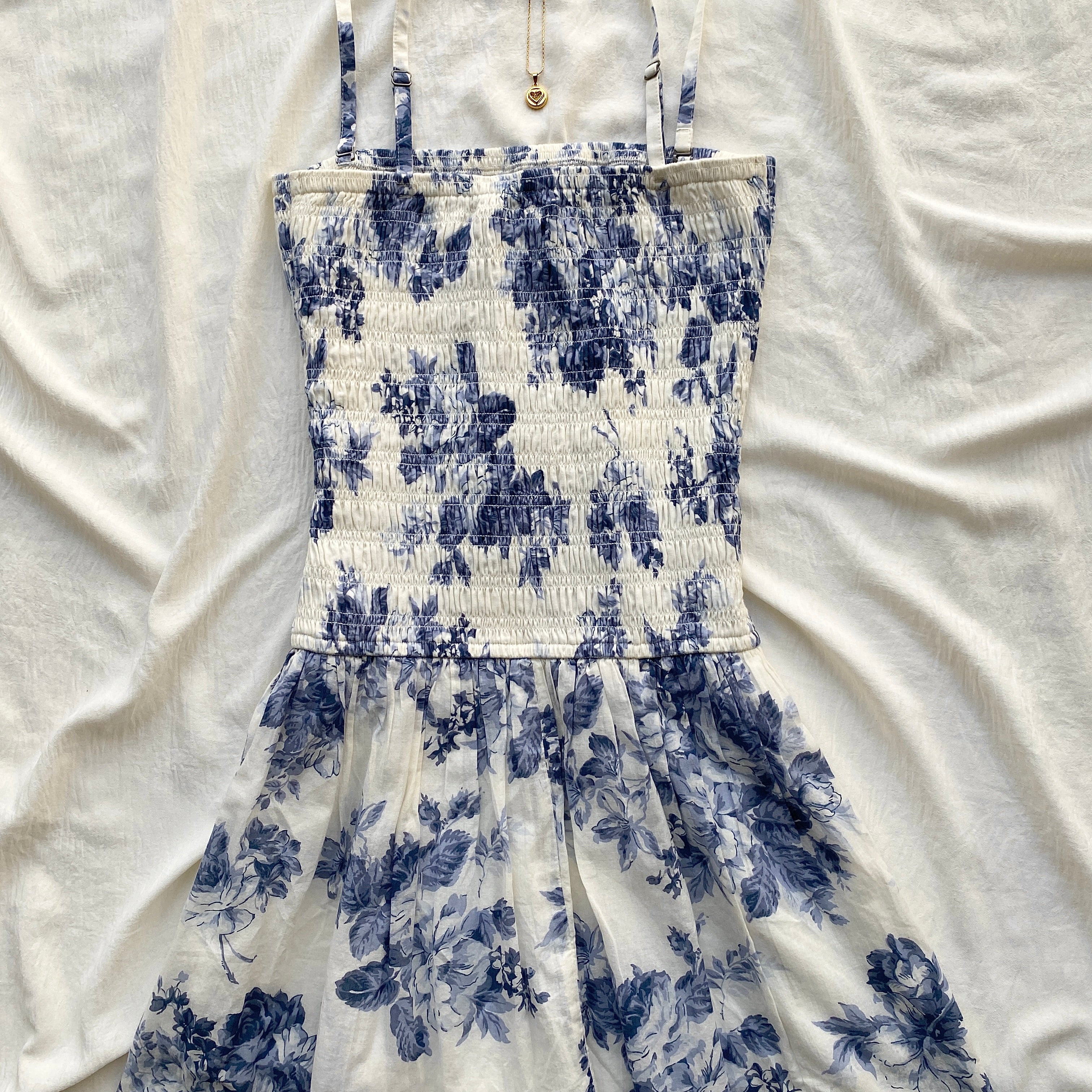 BLUE FLORAL DRESS (Bust : 28-32, Upper Waist : 24-28)
