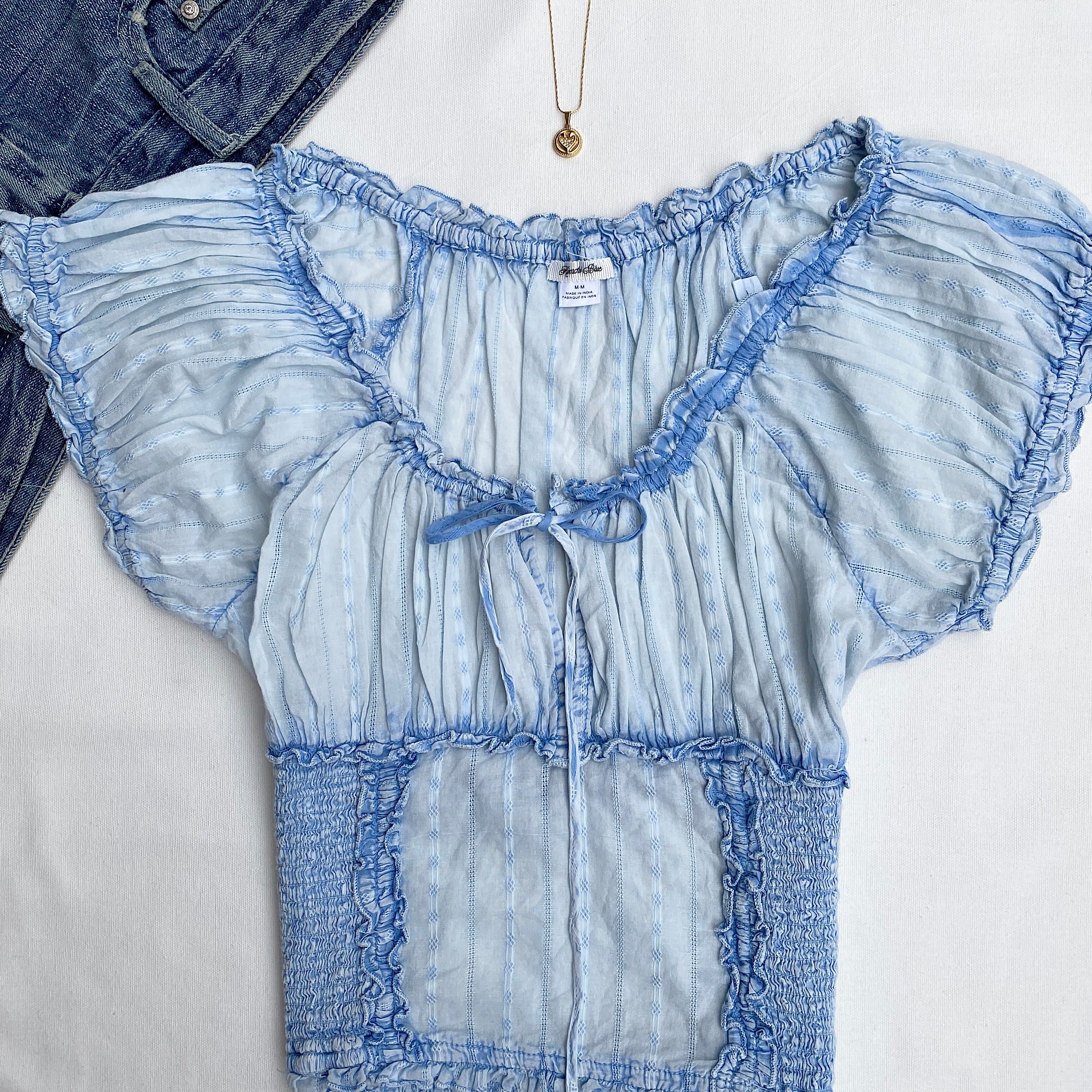 BLUE TOP FROM URBAN OUTFITTERS (Bust : 34-36, Upper Waist : 26-32)