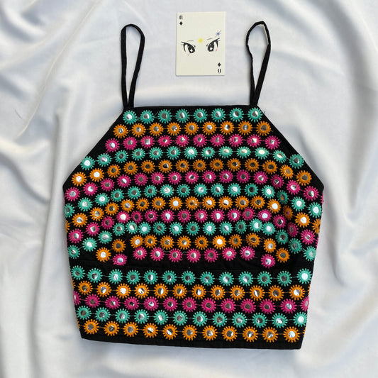 MIRROR WORK TOP FROM BERSHKA (Bust : 32-34, Upper Waist : 28-32)