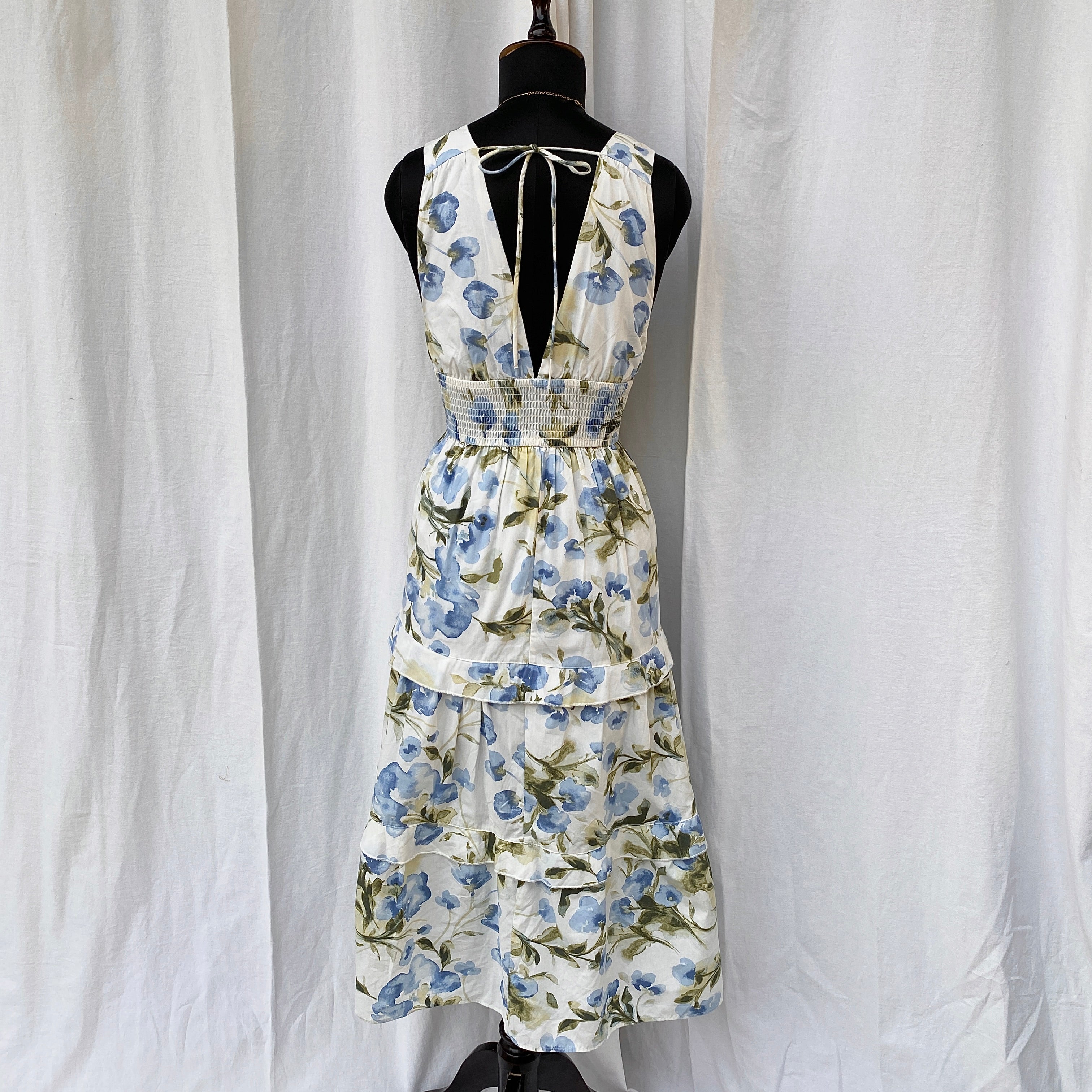 BLUE FLORAL DRESS FROM ABERCROMBIE AND FITCH (Bust : 30-34, Upper Waist : 23-28)
