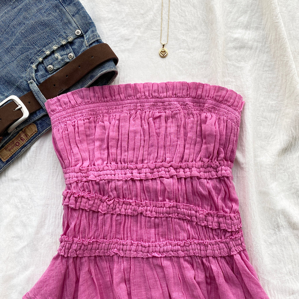PINK TUBE TOP FROM FREE PEOPLE (Bust : 28-32, Upper Waist : 24-28)
