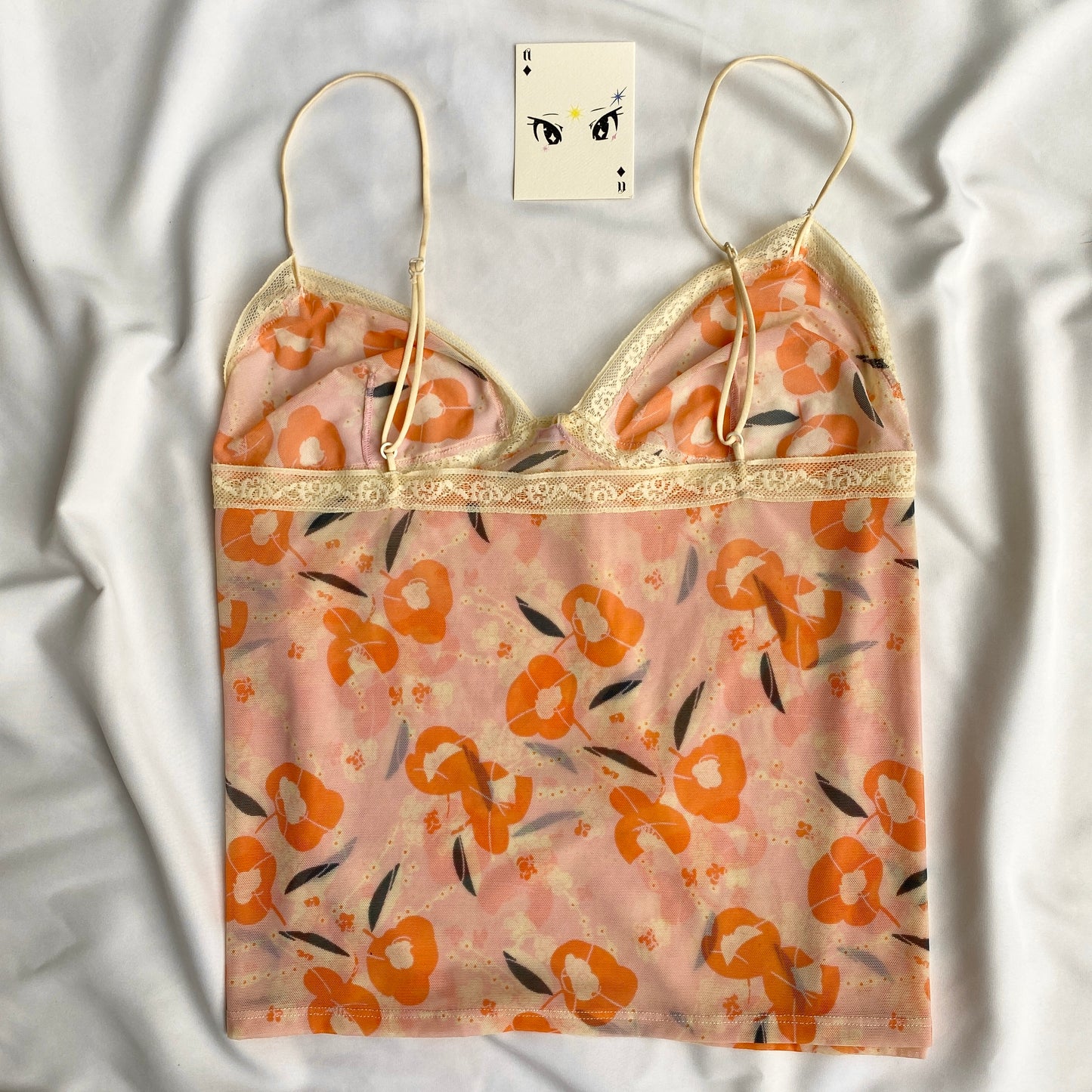 ORANGE MESH CAMI TOP (Bust : 34-38, Upper Waist : 28-36)