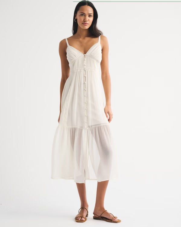 WHITE MAXI DRESS FROM ABERCROMBIE AND FITCH (Bust : 30-32, Upper Waist : 24-26)