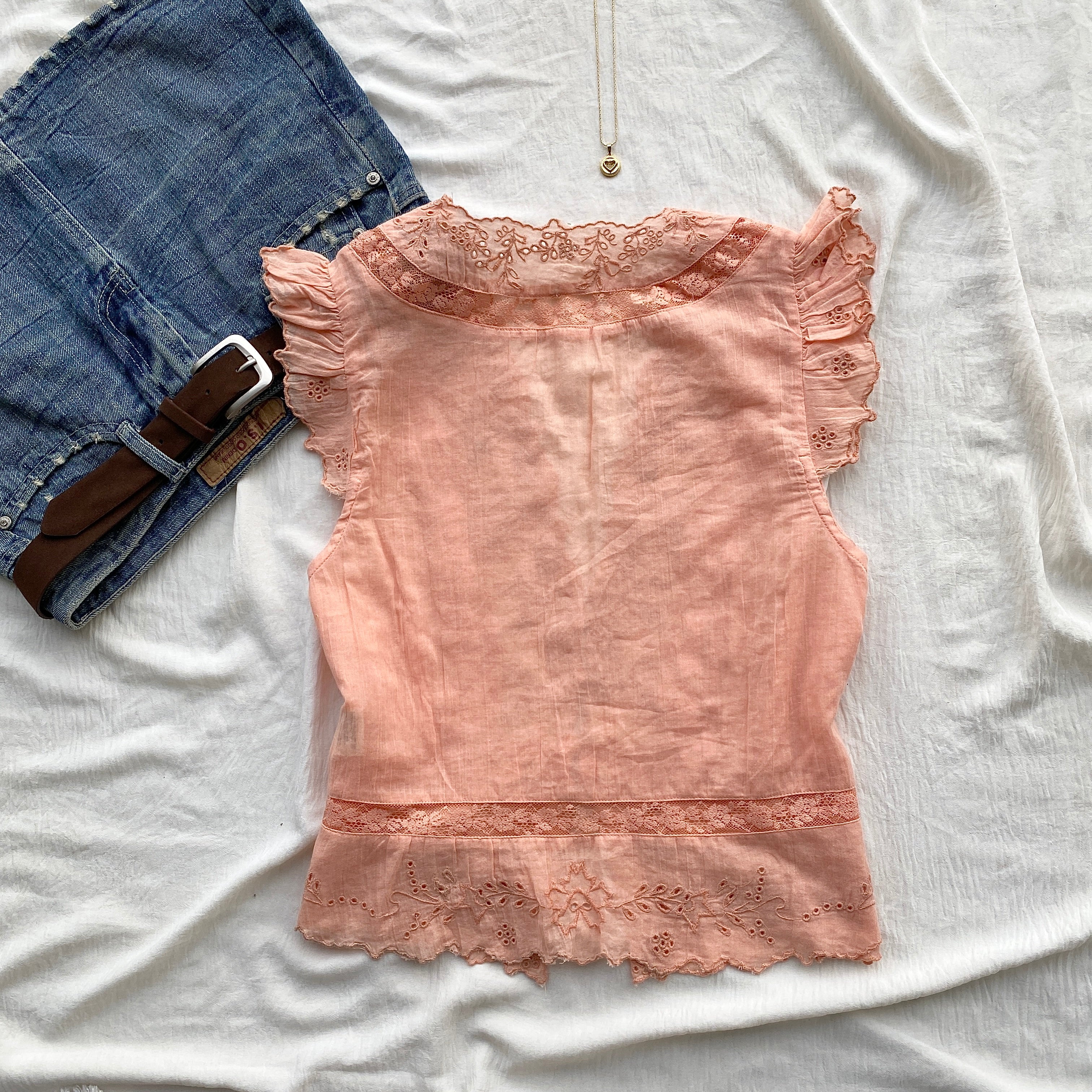 LACE TOP IN PEACH FROM FREE PEOPLE (Two sizes)