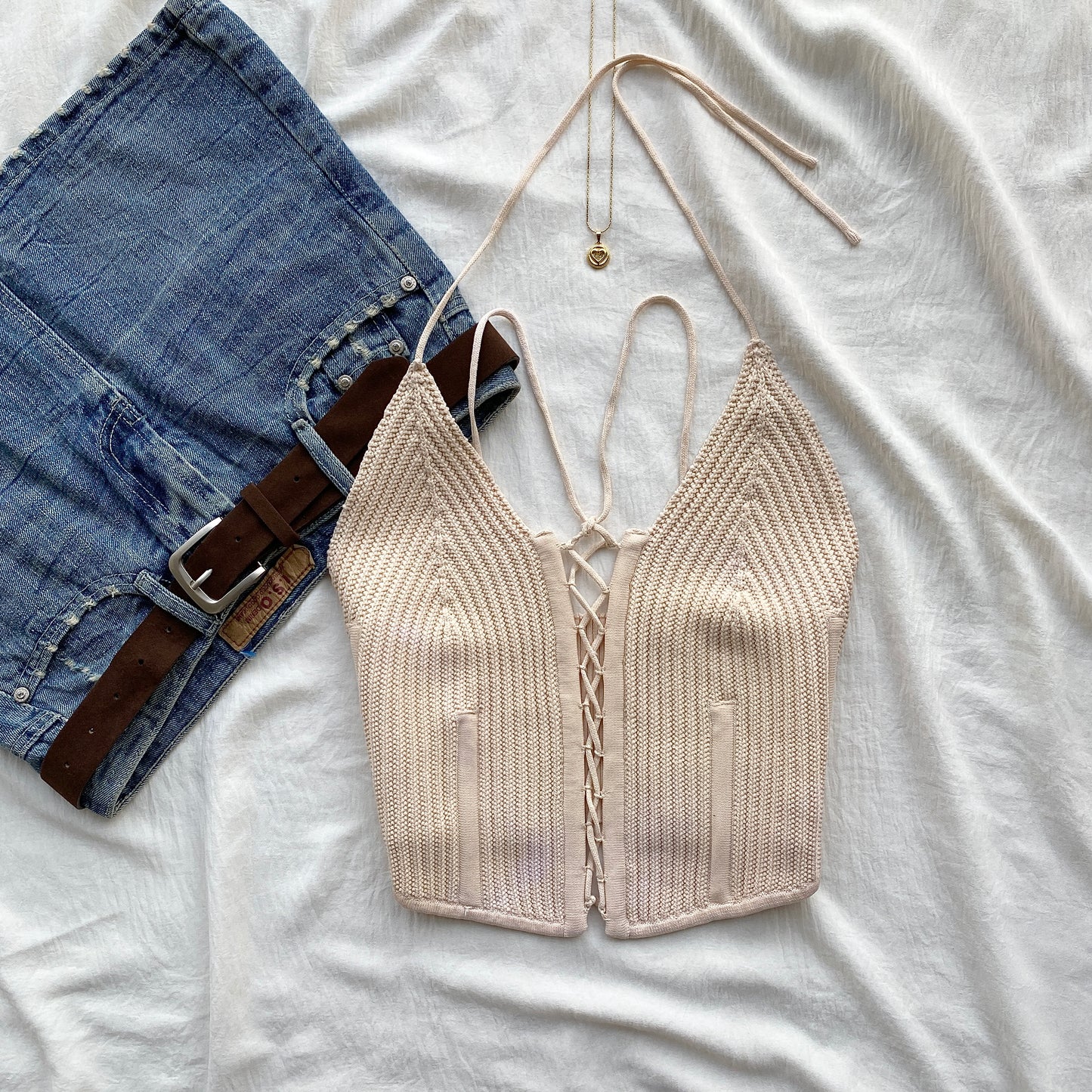 BEIGE KNIT CORSET (Bust : 34-36, Upper Waist : 28-36)