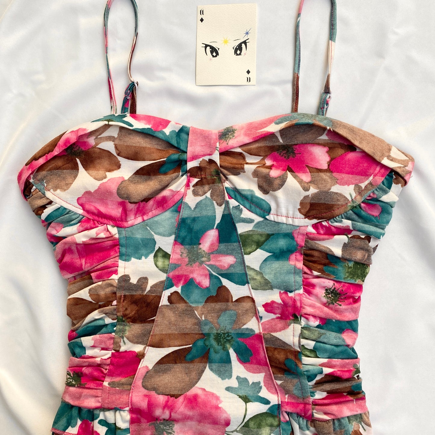 FLORAL RUCHED CORSET (Bust : 32-34, Upper Waist : 26-32)