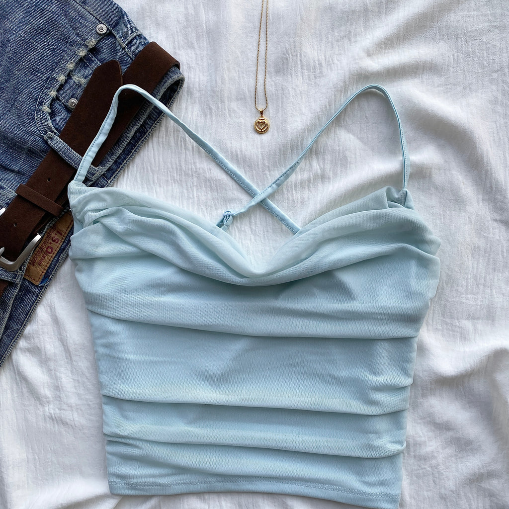 BLUE COWL NECK TOP (Bust : 34-36, Upper Waist : 29-34)