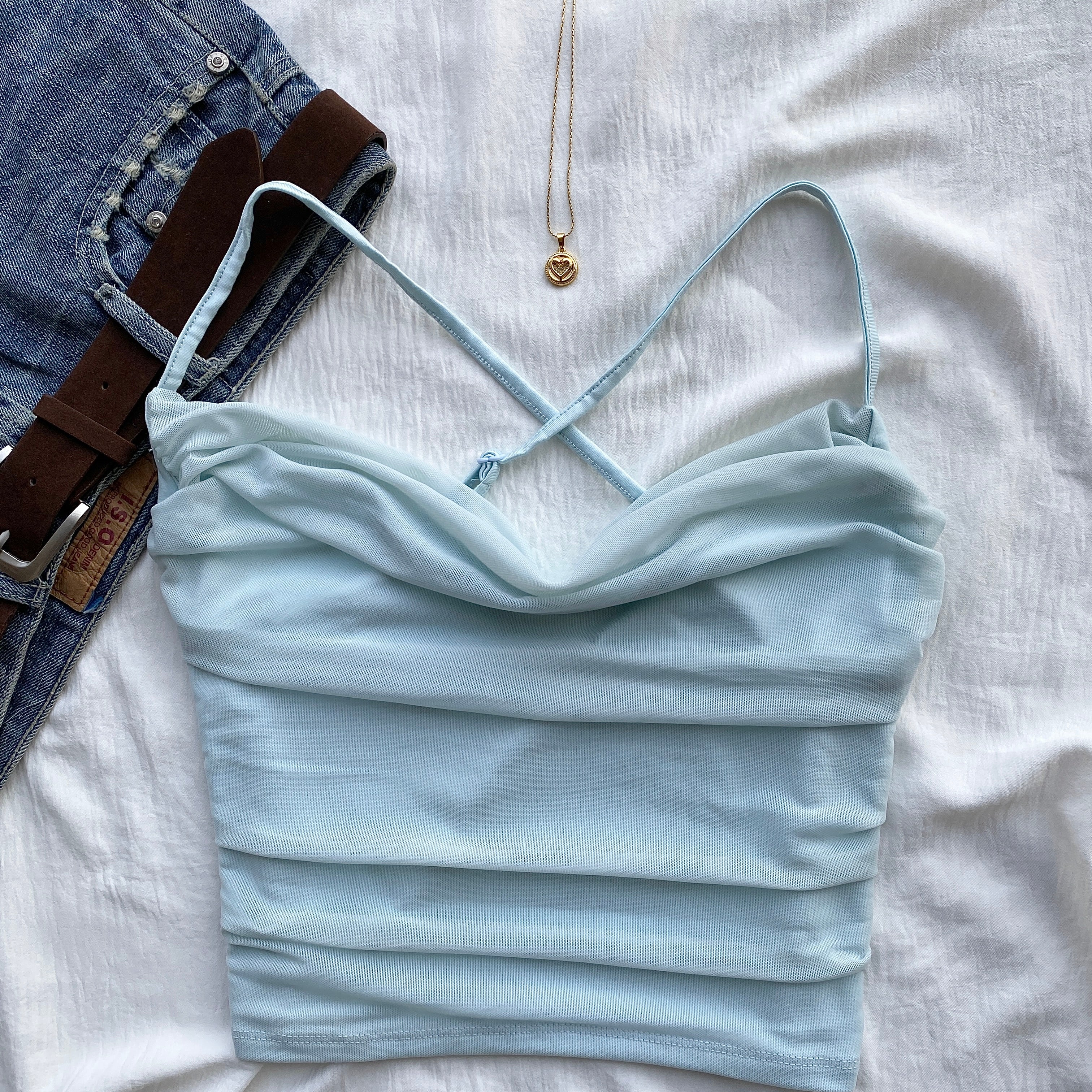 BLUE COWL NECK TOP (Bust : 34-36, Upper Waist : 29-34)