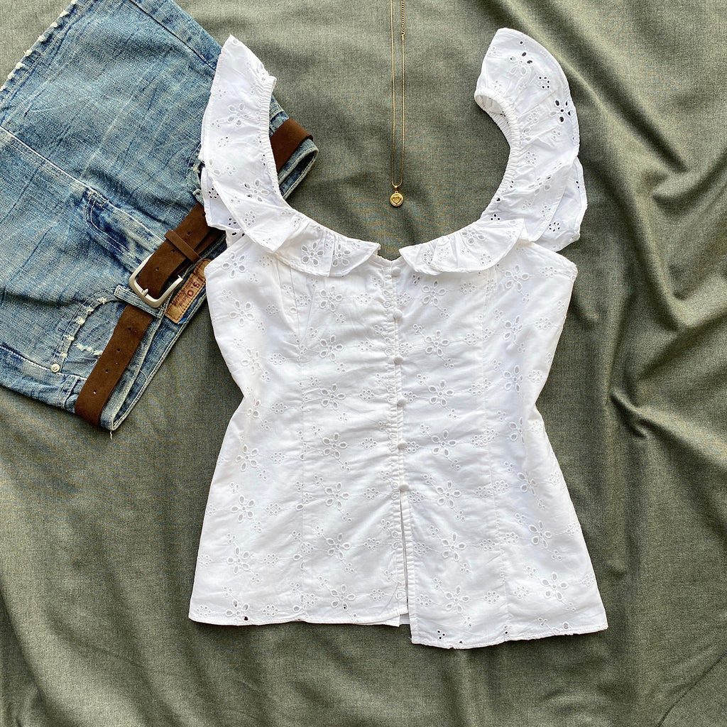 WHITE EYELET TOP (Two sizes)