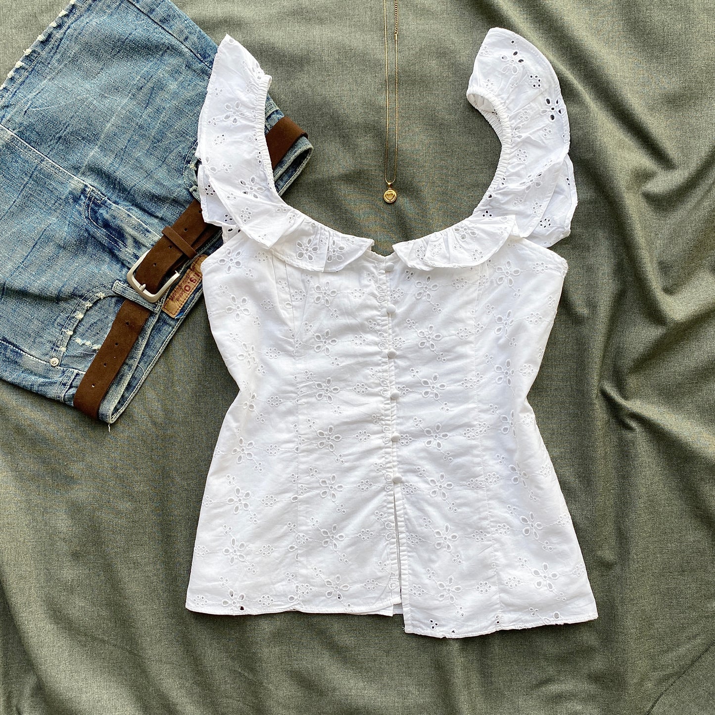 WHITE EYELET TOP (Two sizes)