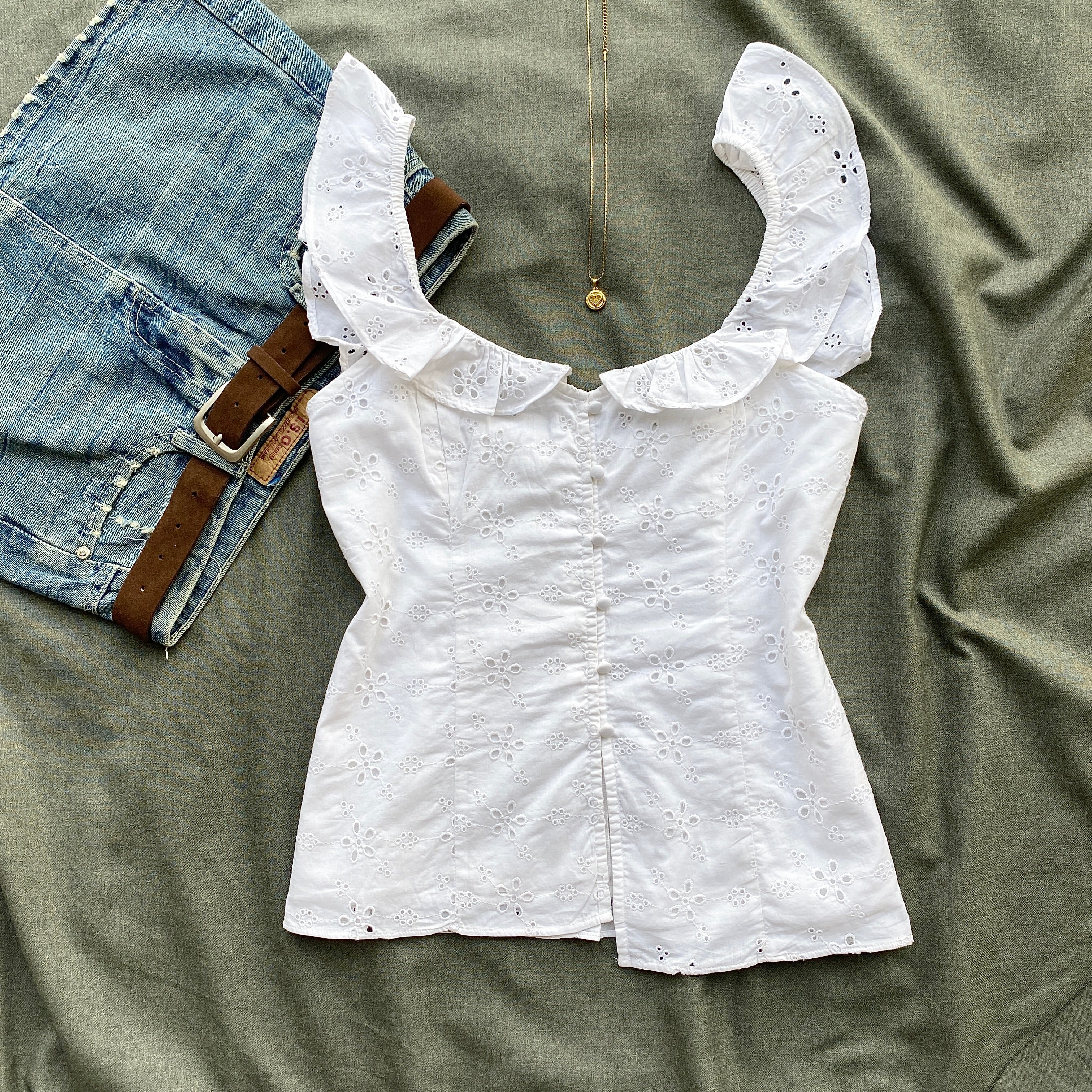 WHITE EYELET TOP (Two sizes)
