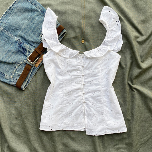 WHITE EYELET TOP (Two sizes)