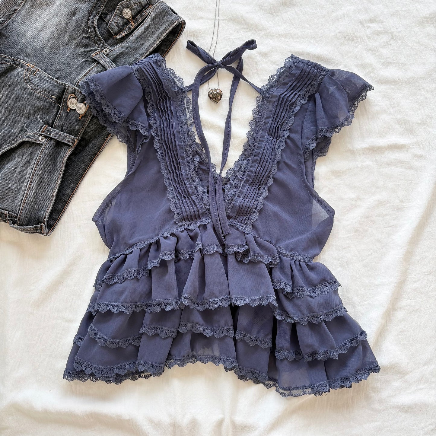 AMELIE TOP IN BLUE (Bust : 30-34, Upper Waist : 24-29)