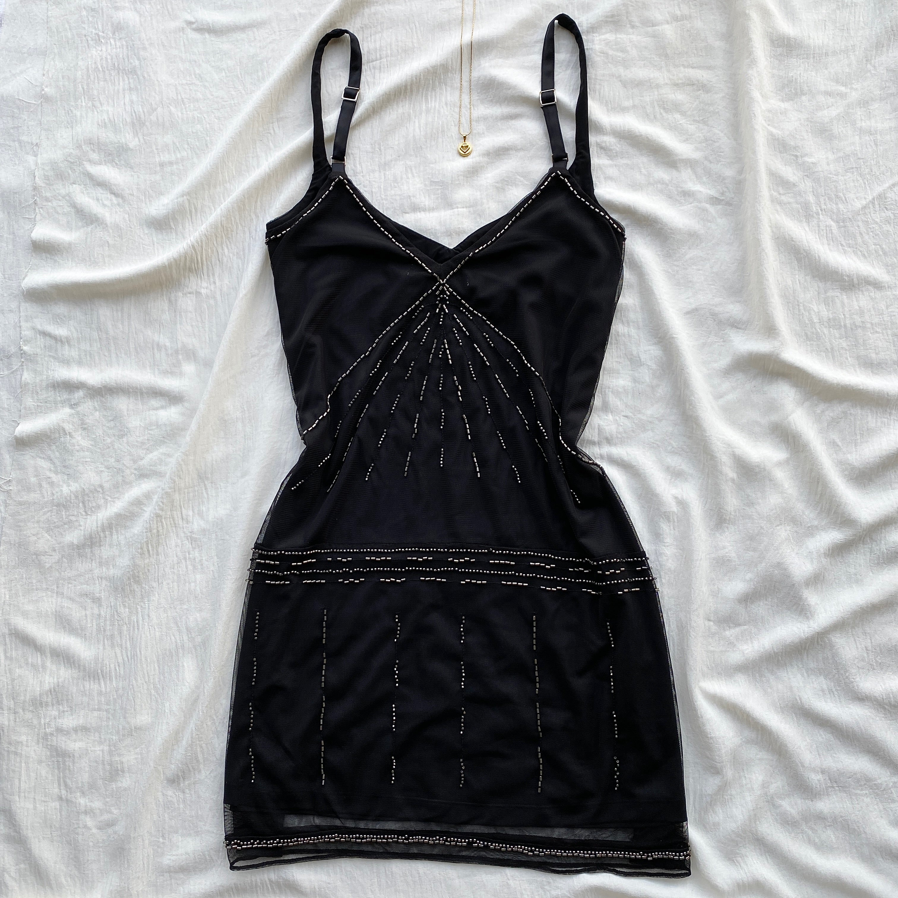 BLACK BEADED DRESS FROM ABERCROMBIE (Bust : 34-36, Upper Waist : 26-29)