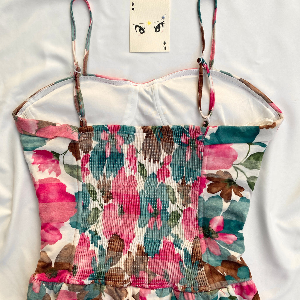 FLORAL RUCHED CORSET (Bust : 32-34, Upper Waist : 26-32)