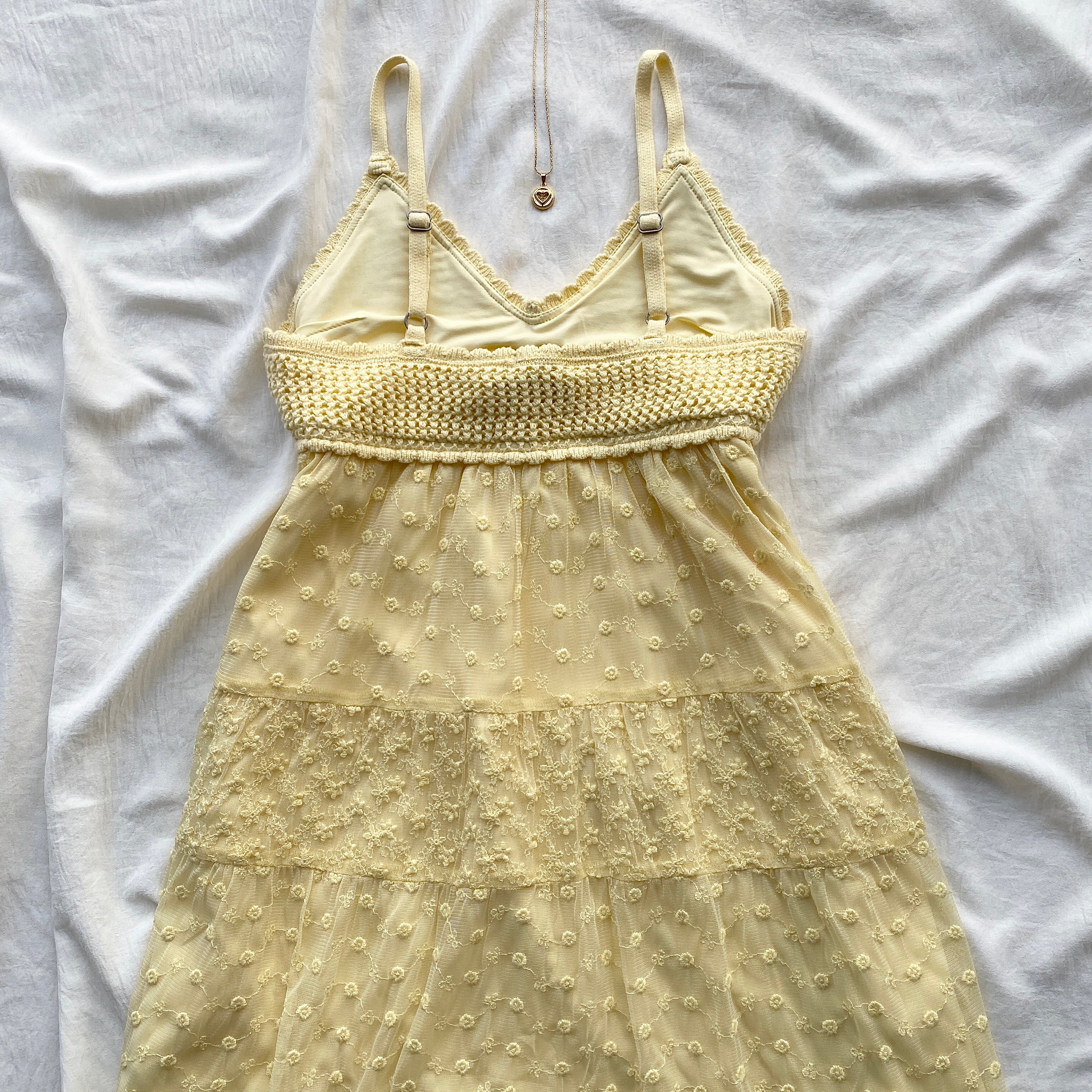 YELLOW CROCHET DRESS FROM HOLLISTER (Bust : 30-34, Upper Waist : 24-28)