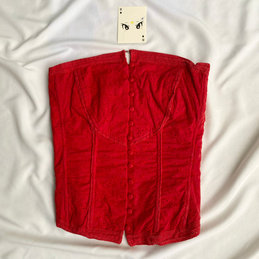 RED EYELET CORSET (Bust : 34-36, Upper Waist : 30-32)