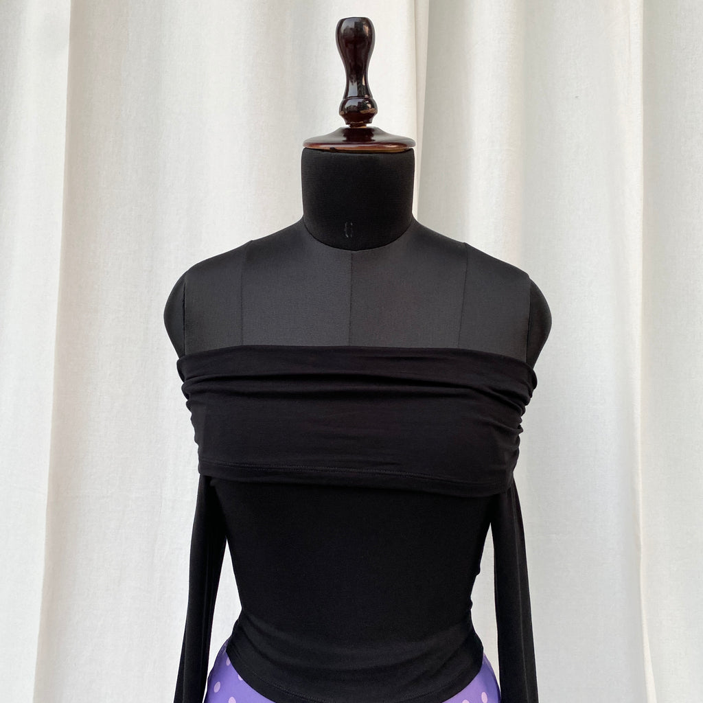 BLACK OFF SHOULDER TOP (Bust : 30-34, Upper Waist : 22-28)