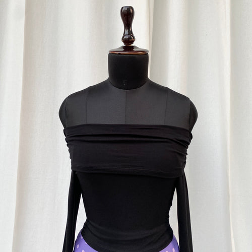 BLACK OFF SHOULDER TOP (Bust : 30-34, Upper Waist : 22-28)