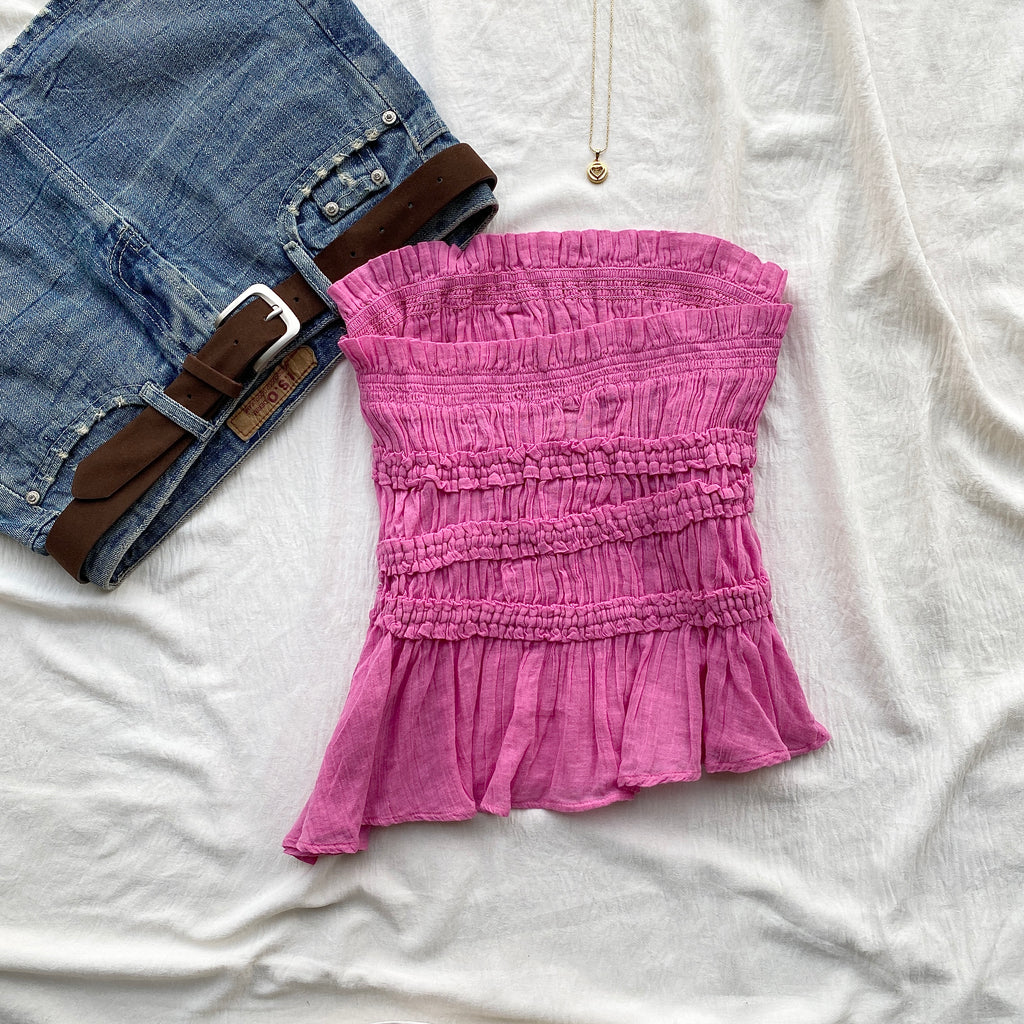 PINK TUBE TOP FROM FREE PEOPLE (Bust : 28-32, Upper Waist : 24-28)