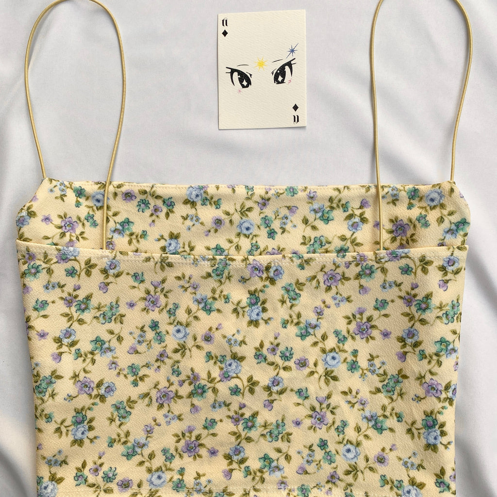 YELLOW FLORAL TOP (Bust : 30-34, Upper Waist : 26-32)