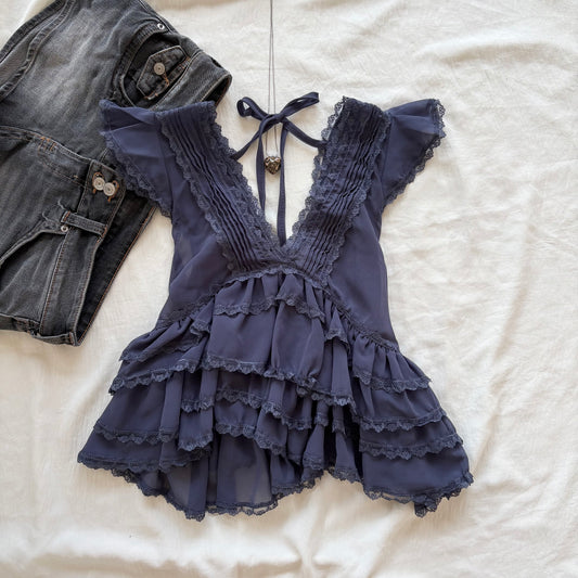 AMELIE TOP IN BLUE (Bust : 30-34, Upper Waist : 24-29)