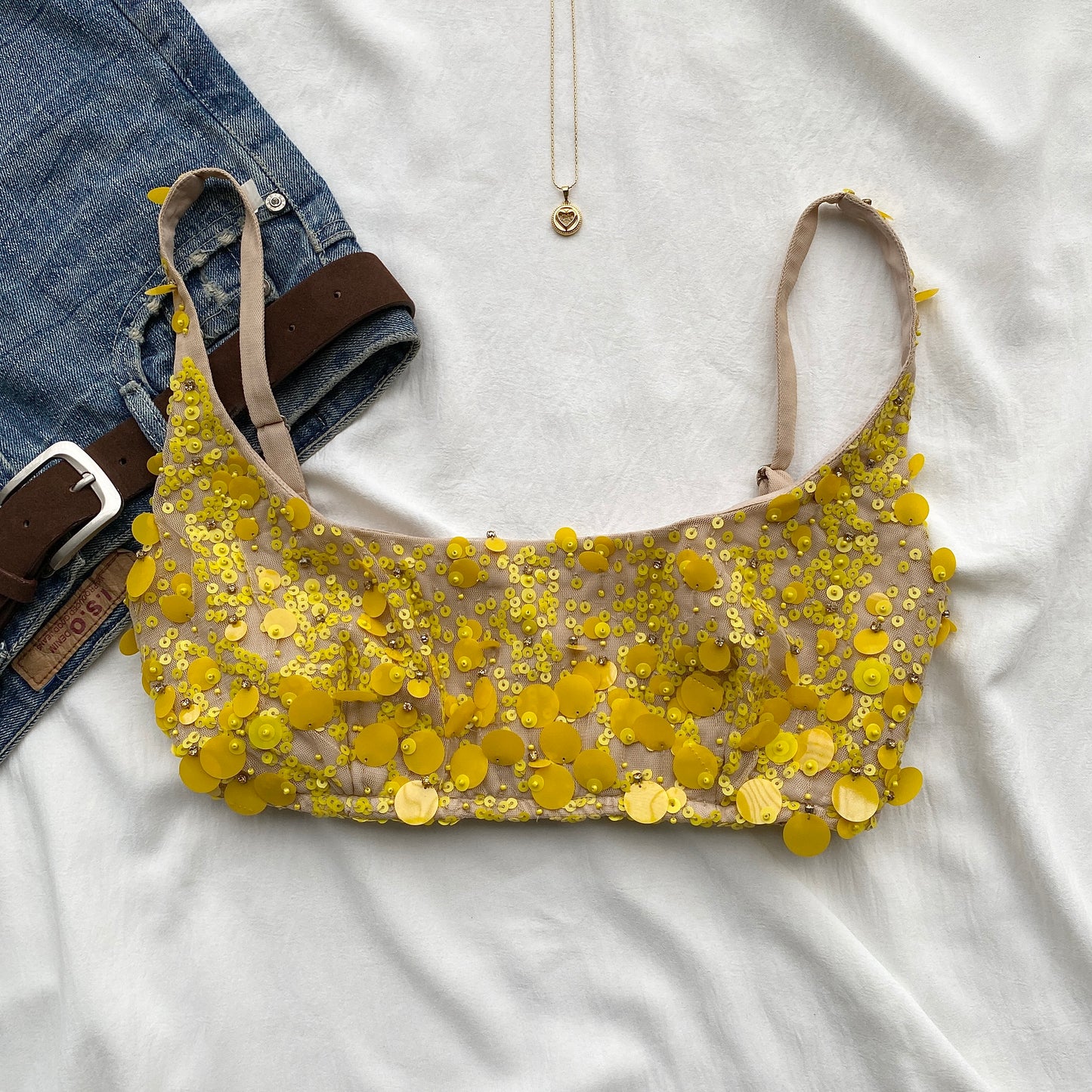 YELLOW SEQUINNED BRALETTE (Bust : 32-34)