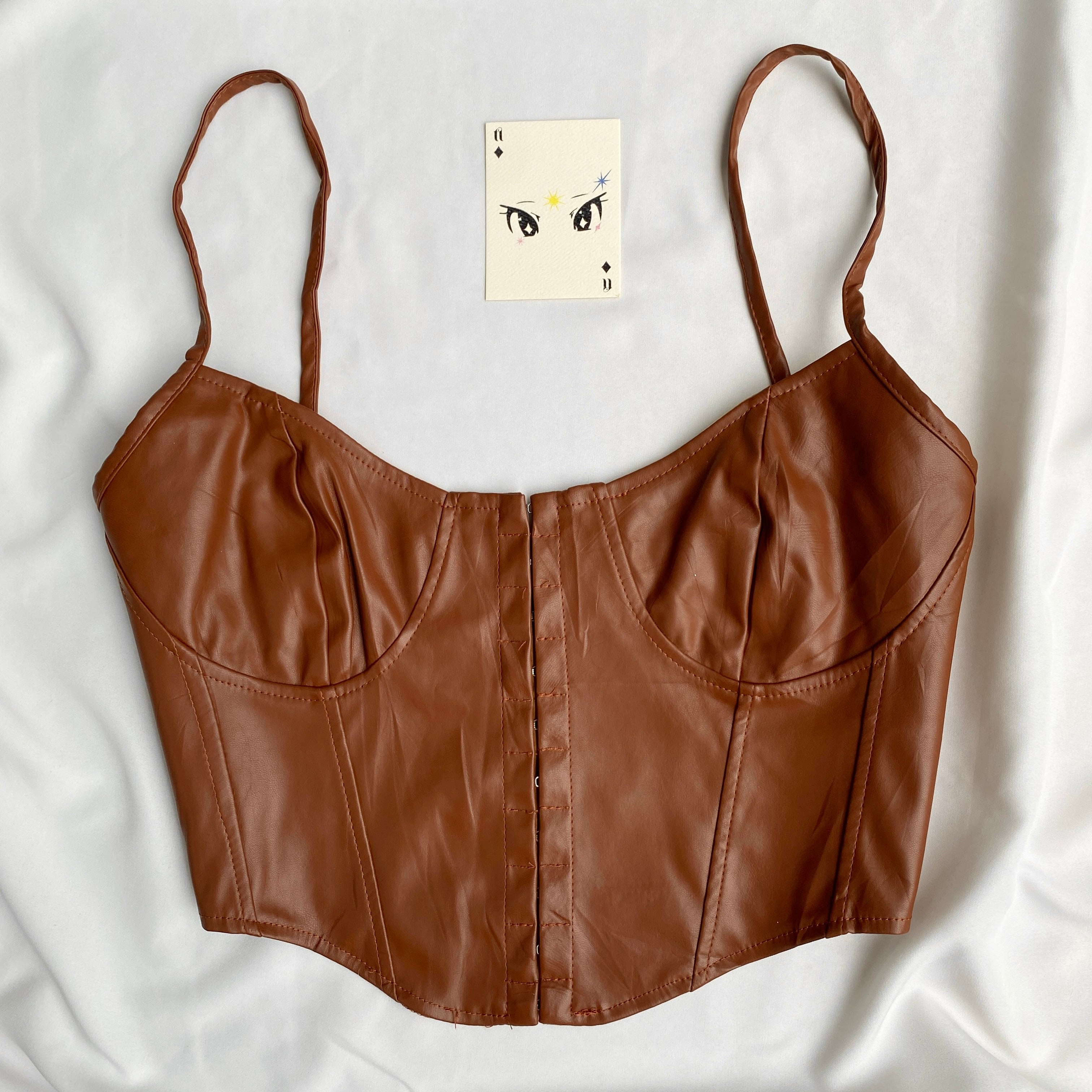 BROWN FAUX LEATHER CORSET (Bust : 34-38, Upper Waist : 30-34)