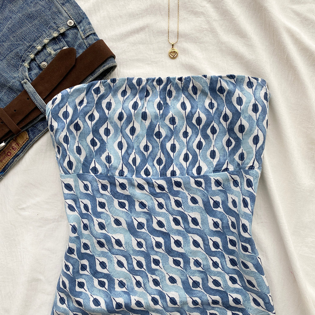 BLUE ASYMMETRIC TOP (Bust : 30-34, Upper Waist : 26-32)