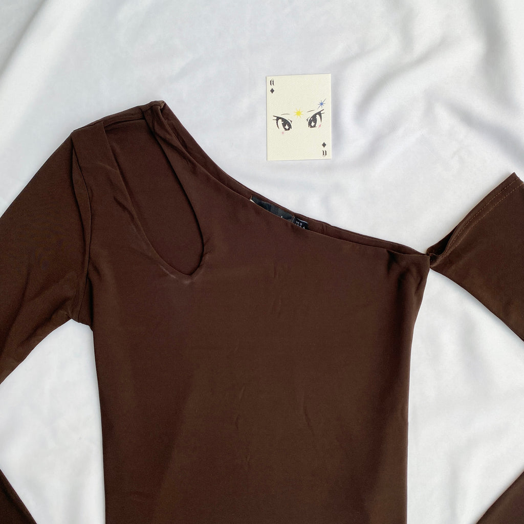 BROWN ONE SHOULDER TOP (Bust : 34-36, Upper Waist : 30-32)