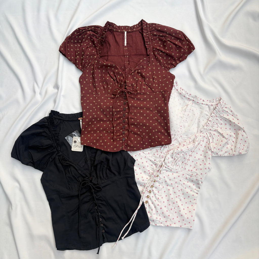 WHITE PUFF SLEEVE TOP FROM FREE PEOPLE (Multiple sizes available)