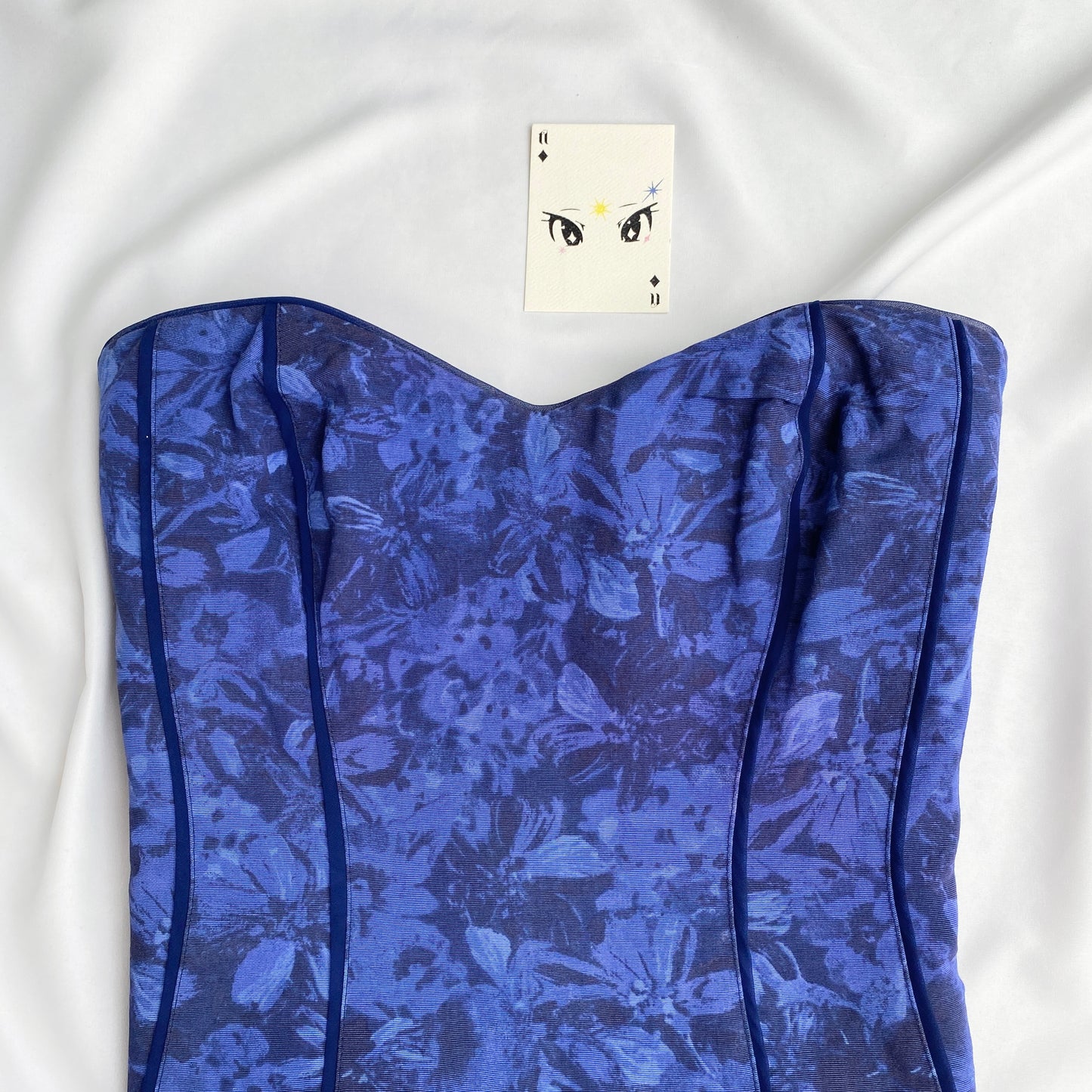 ROYAL BLUE FLORAL CORSET (Bust : 32-34, Upper Waist : 28-30)